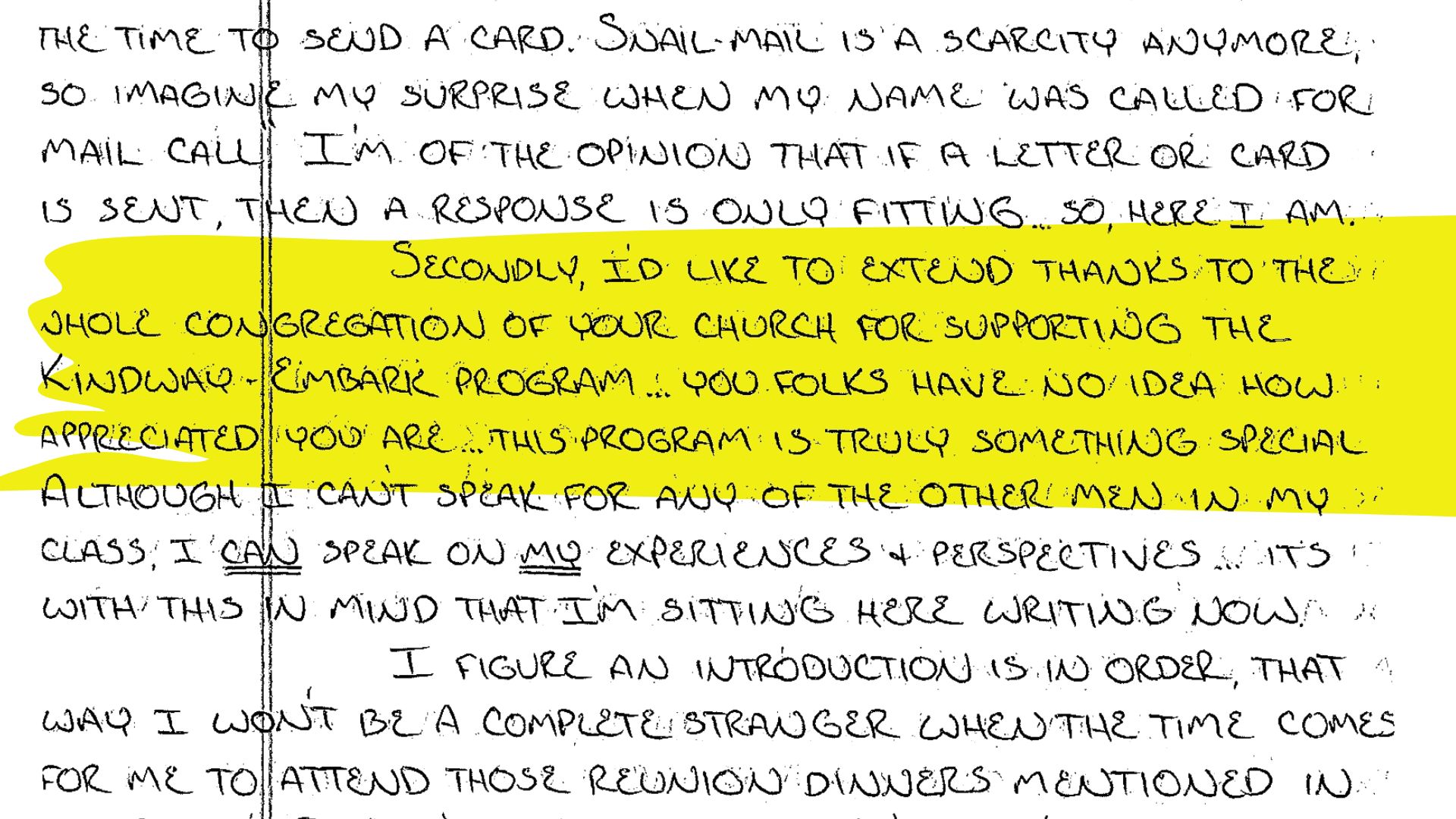 Image of the letter with some text highlighted